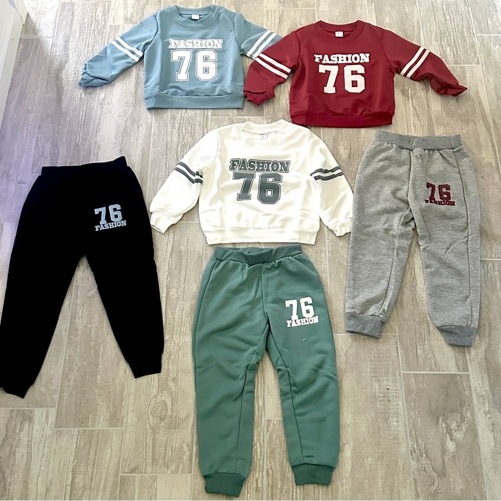3/$22🩶 SHEIN Kids Crewneck Shirt Sweatshirt Joggers Pants Set Athletic 4Y